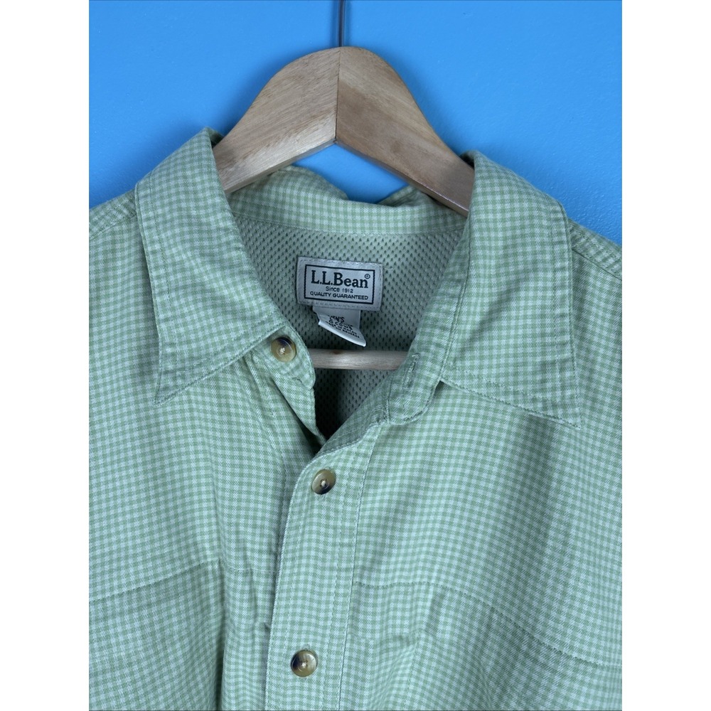 LL Bean Fishing Shirt Men's Large Tall Plaid Long Sleeve Gorpcore Vented Outdoor